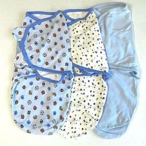 SwaddleMe Summer Infant Bundle Blue Boys Sports Size Small Medium 0-3mo 7-14 lbs